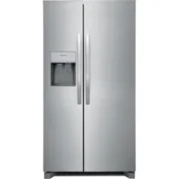 side by side refrigerator with ice in stainless steel