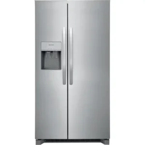 side by side refrigerator with ice in stainless steel